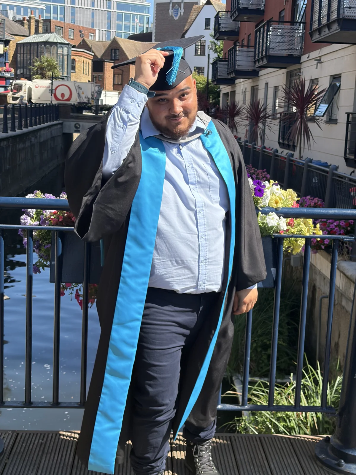 Nathan Brown-Bennett at his Kingston University London graduation