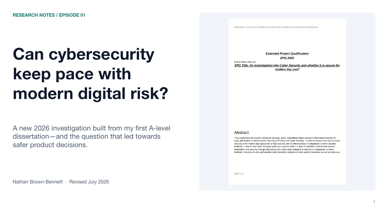 Cover of the updated A-level cybersecurity research presentation