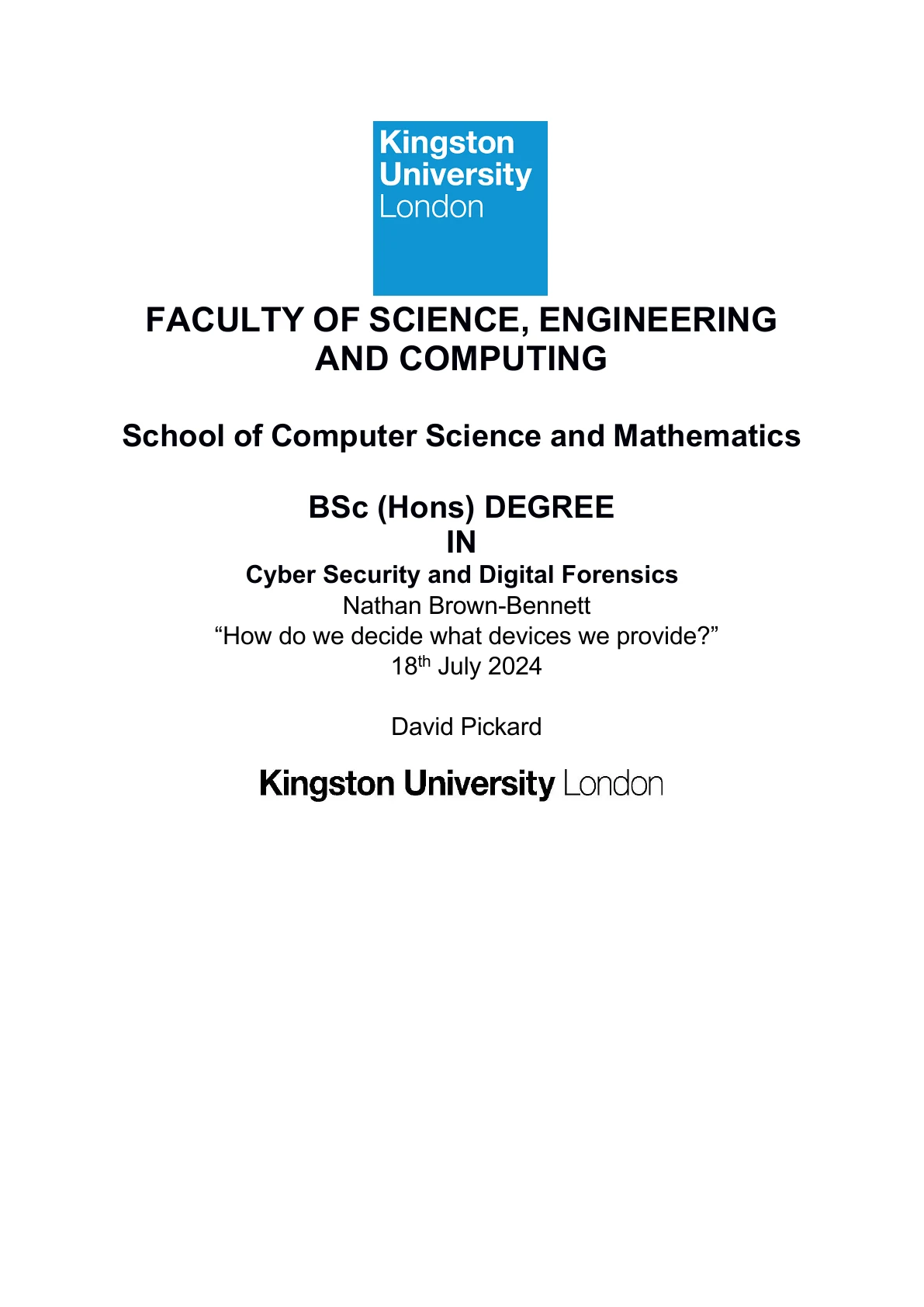 Cover of How do we decide what devices we provide, Nathan Brown-Bennett's undergraduate dissertation